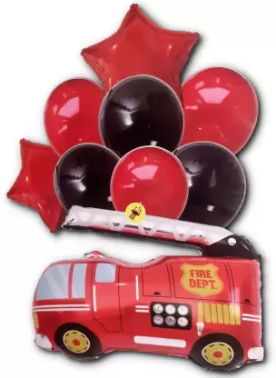 Fire Brigade Theme Balloon Banquet (Multicolor) (Pack of 9)