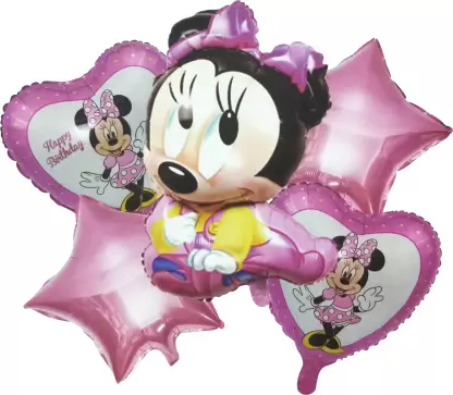 Multicolor Cartoon Minnie Mouse Themed Foil Balloon (Pack of 5)