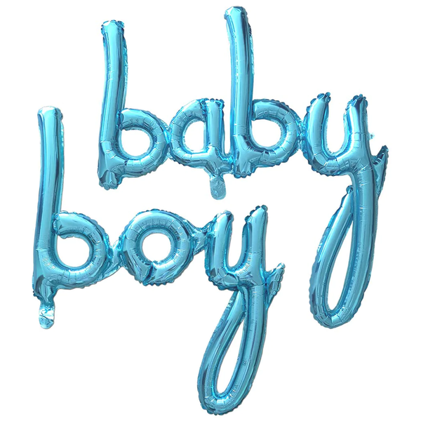 Baby Boy Curssive Letter Foil Balloon Set (Blue) (Pack of 1)