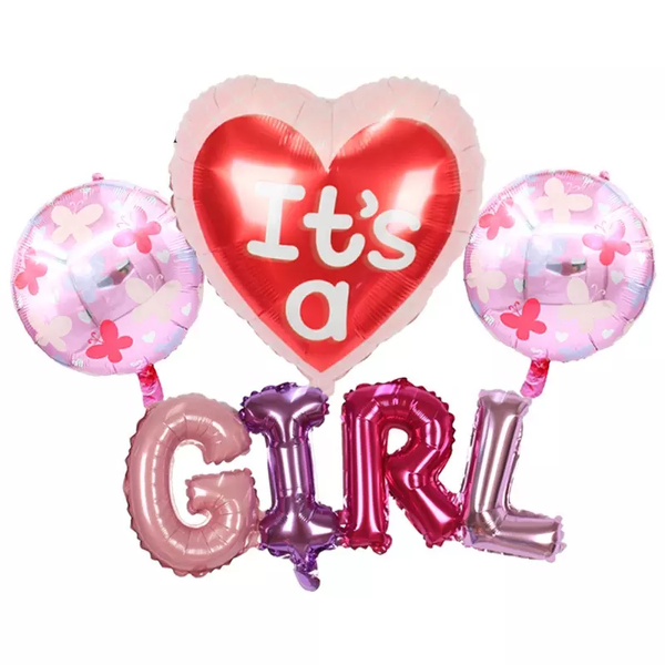 22 Inch Its A Girl Decoration Foil Balloons (Multicolor) (Pack of 4)