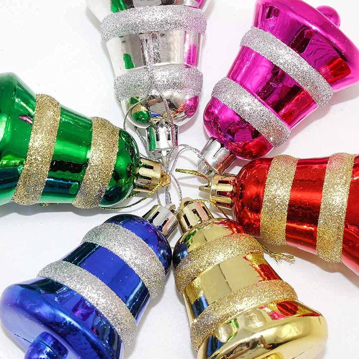 Christmas Hanging Bell Decoration Set (Multicolor) (Pack of 6)
