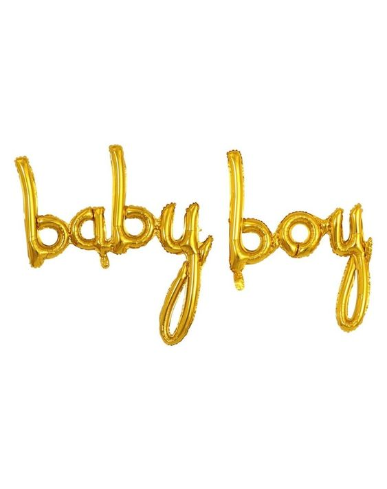 Baby Boy Curssive Letter Foil Balloon Set (Golden) (Pack of 1)