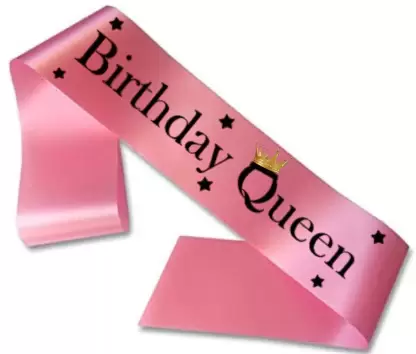 Birthday Queen Printed Sashes (Pink) (Pack of 1)