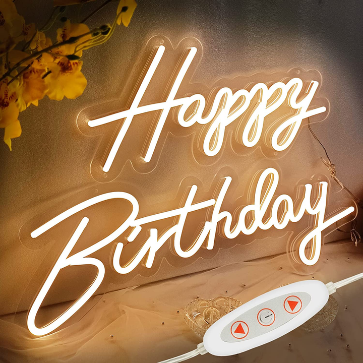27 Inch Happy Birthday  Led Neon Light Sign (Warm White)(Pack of 1)