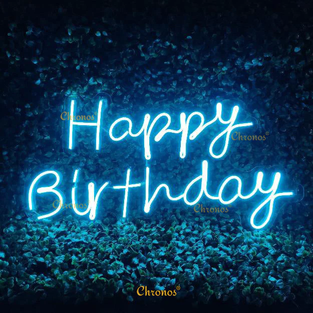 27 Inch Happy Birthday Led Neon Light Sign (Skyblue)(Pack of 1)