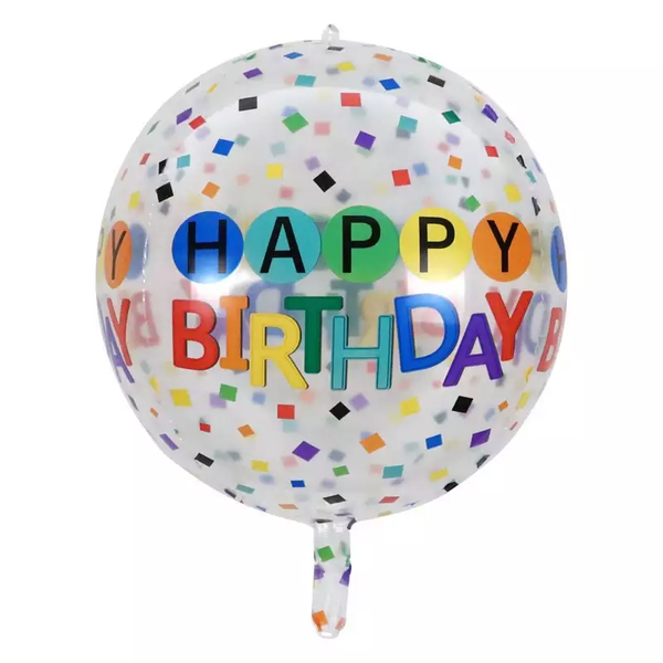 22 Inch Color Confetti Printing Transparent Birthday Balloon (Pack of 1)