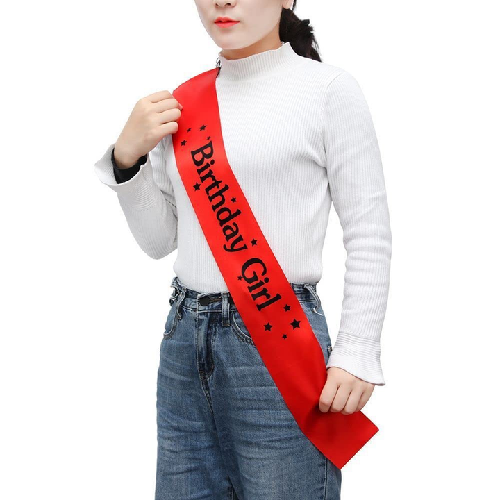 Birthday Girl Printed Sash (Rose-Red) (Pack of 1)