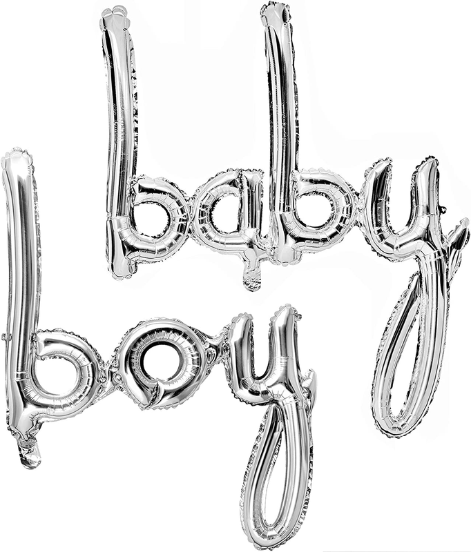 Baby Boy Curssive Letter Foil Balloon Set (Silver) (Pack of 1)