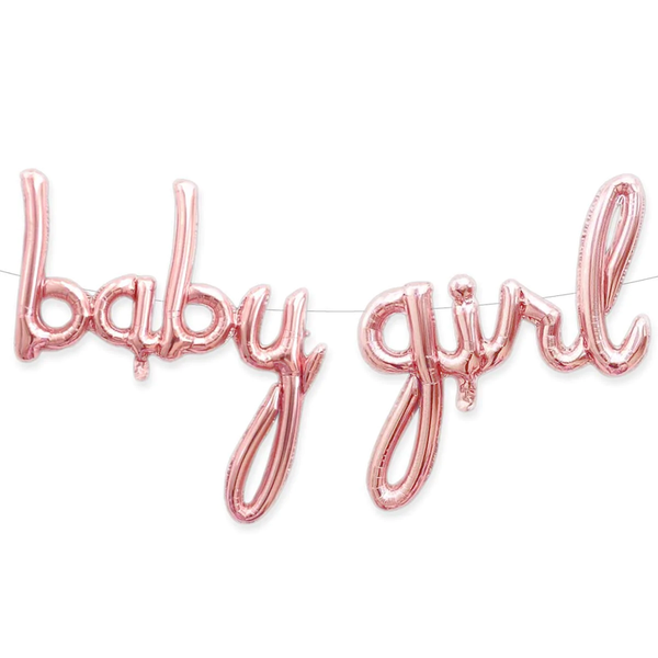 Baby Girl Cursive Letter Foil Balloon Set (Pink) (Pack of 1)