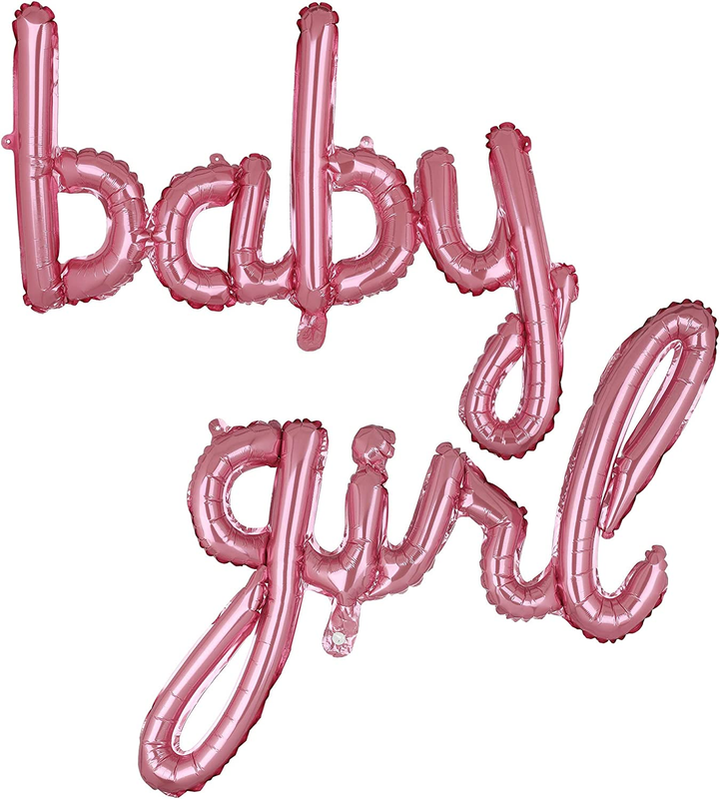 Baby Girl Cursive Letter Foil Balloon Set (Rosegold) (Pack of 1)