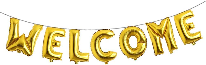 Welcome Letter Foil Balloon Set (Golden) (Pack of 1)