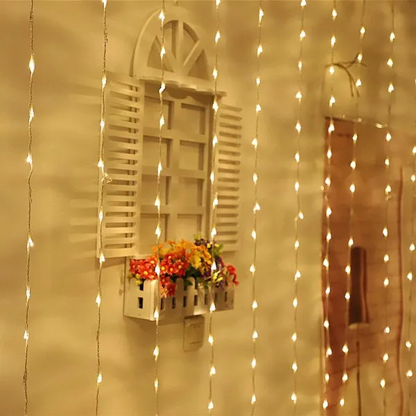 20x10 Feet Warm White Curtain String LED Waterfalling Lights (Pack of 1 With 180 LED, 8 Mode)