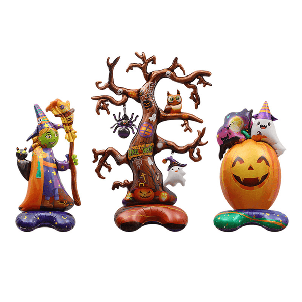 Large Happy Halloween Party With Ghost Tree, Witch And Jumbie Pumpkins Foil Balloons (Pack of 3)