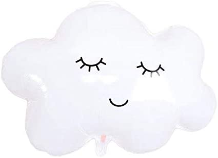 30 Inch Cute Sleepy Face Cloud Shape Foil Balloon (White)(Pack of 1)