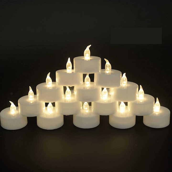Battery Operated Tea Light Acrylic Flameless And Smokeless Led Light (Soft White) Candle (Pack of 24)