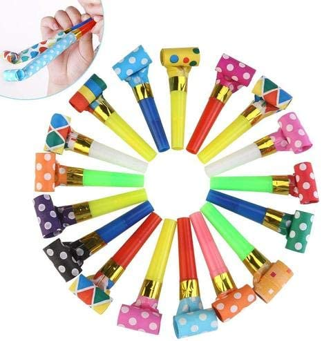 Blowouts Paper Noise Makers Whistle Horn (Multicolor) (Pack of 10)